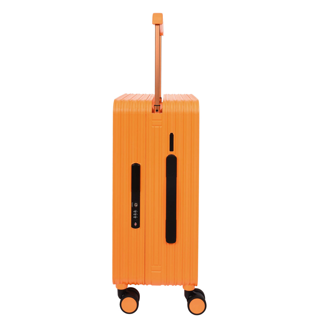 DR698 Cabin Size USB Port Suitcase Four Wheels Hard Shell Smart Luggage Orange-3