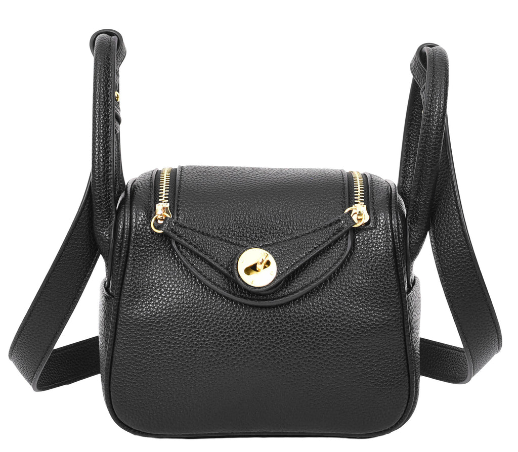 Regina Women's Faux Leather Mini Shoulder Strap Bag  Black-3