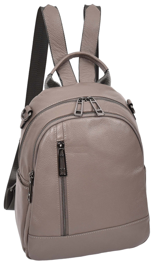 Calgary Women's Organiser Genuine Leather Backpack Grey-3