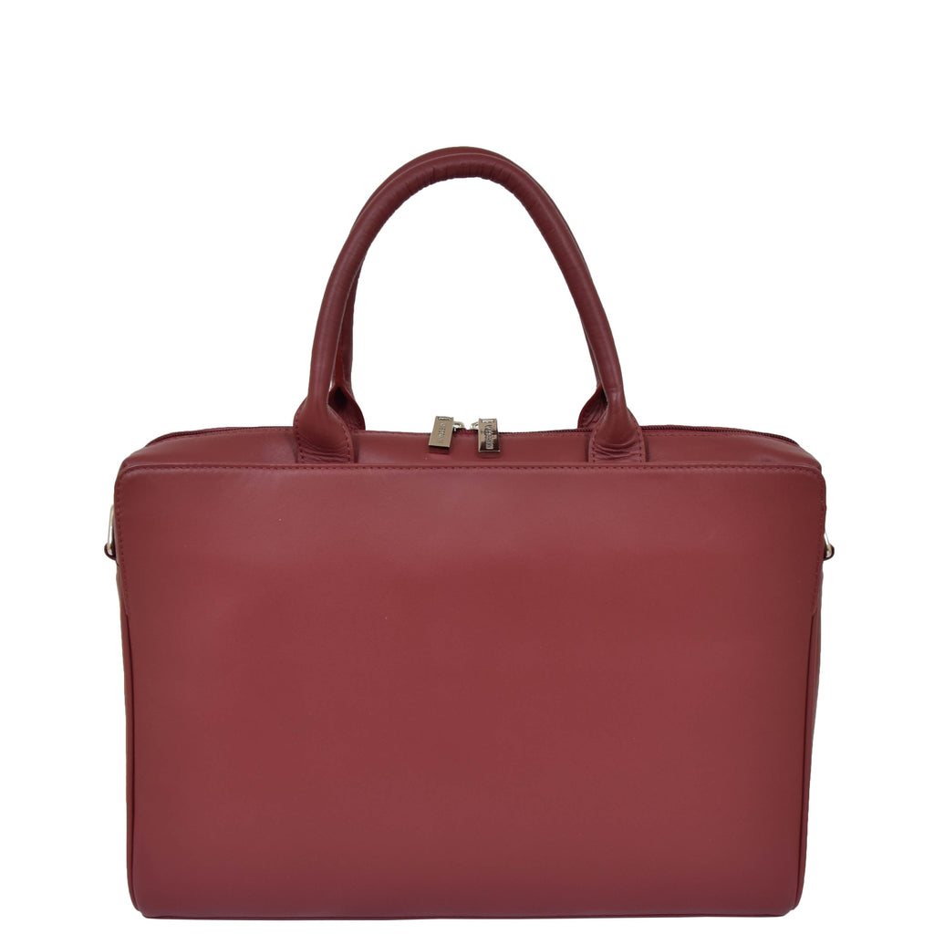 DR592 Women's Genuine Soft Leather Briefcase Red 3