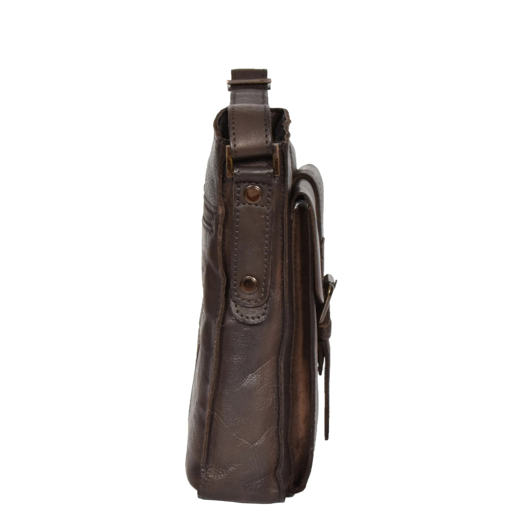 DR275 Mens Real Leather Vintage Body Bag Classic Brown 3