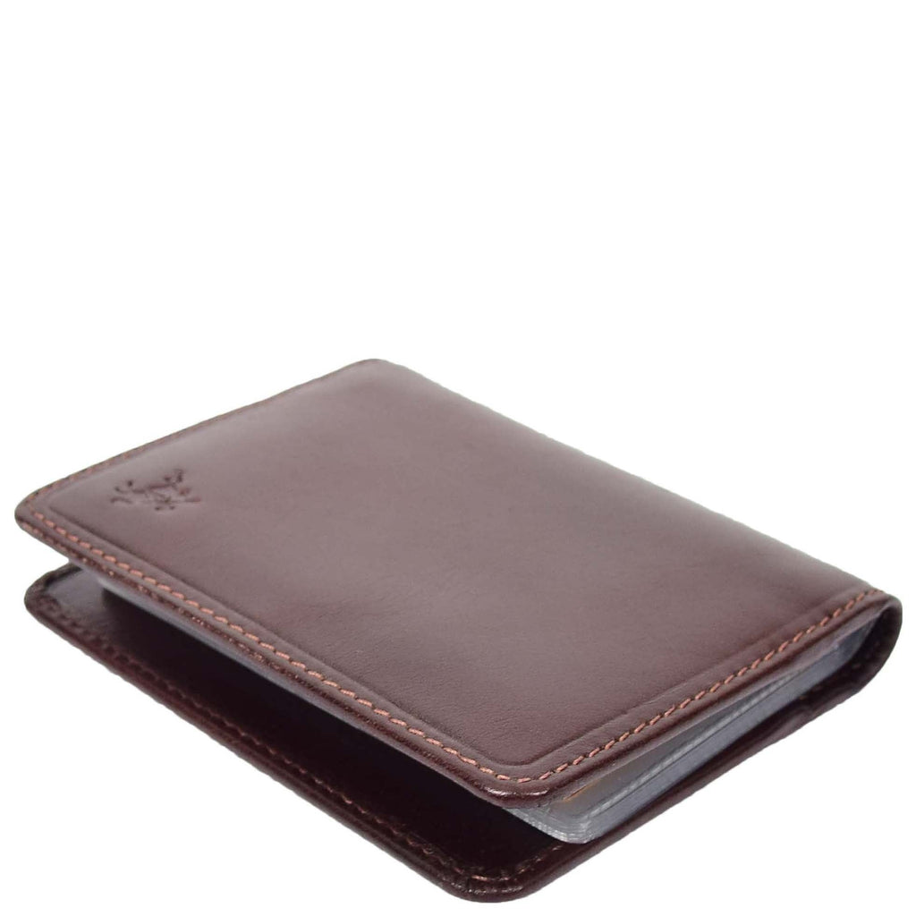 DR665 Men's Slim Real Leather Wallet RFID Credit Cards Holder Brown 4