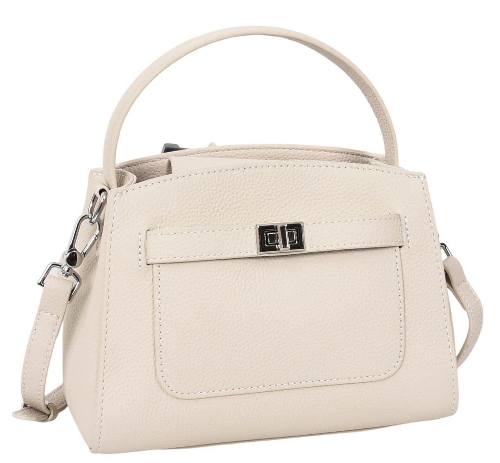 Halifax Women Small Leather Top Handle Shoulder Handbag  Off white-4