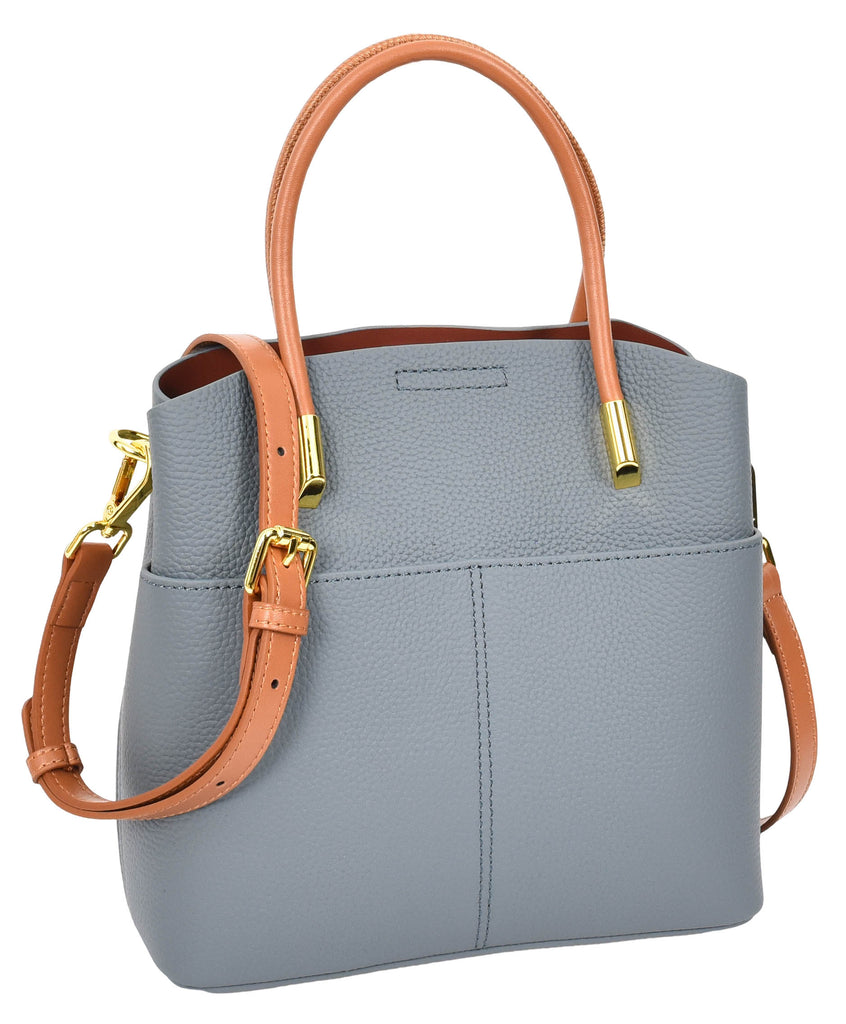 Winnipeg Women Leather Top Handle Shoulder Bag Sky Blue-4