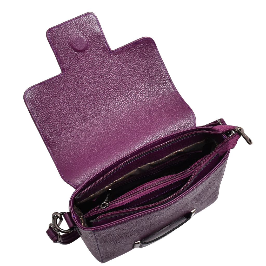 DR582 Women's Leather Adjustable Shoulder Strap Messenger Bag Purple 4