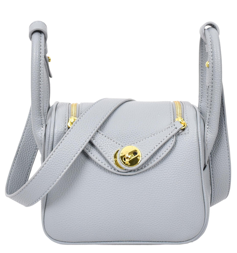 Regina Women's Faux Leather Mini Shoulder Strap Bag Sky Blue-4