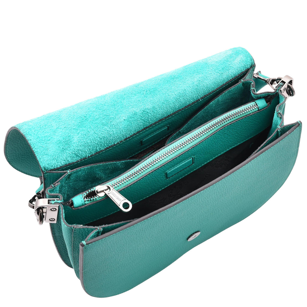 DR581 Women's Real Leather Twist Handle Shoulder Bag Green 4