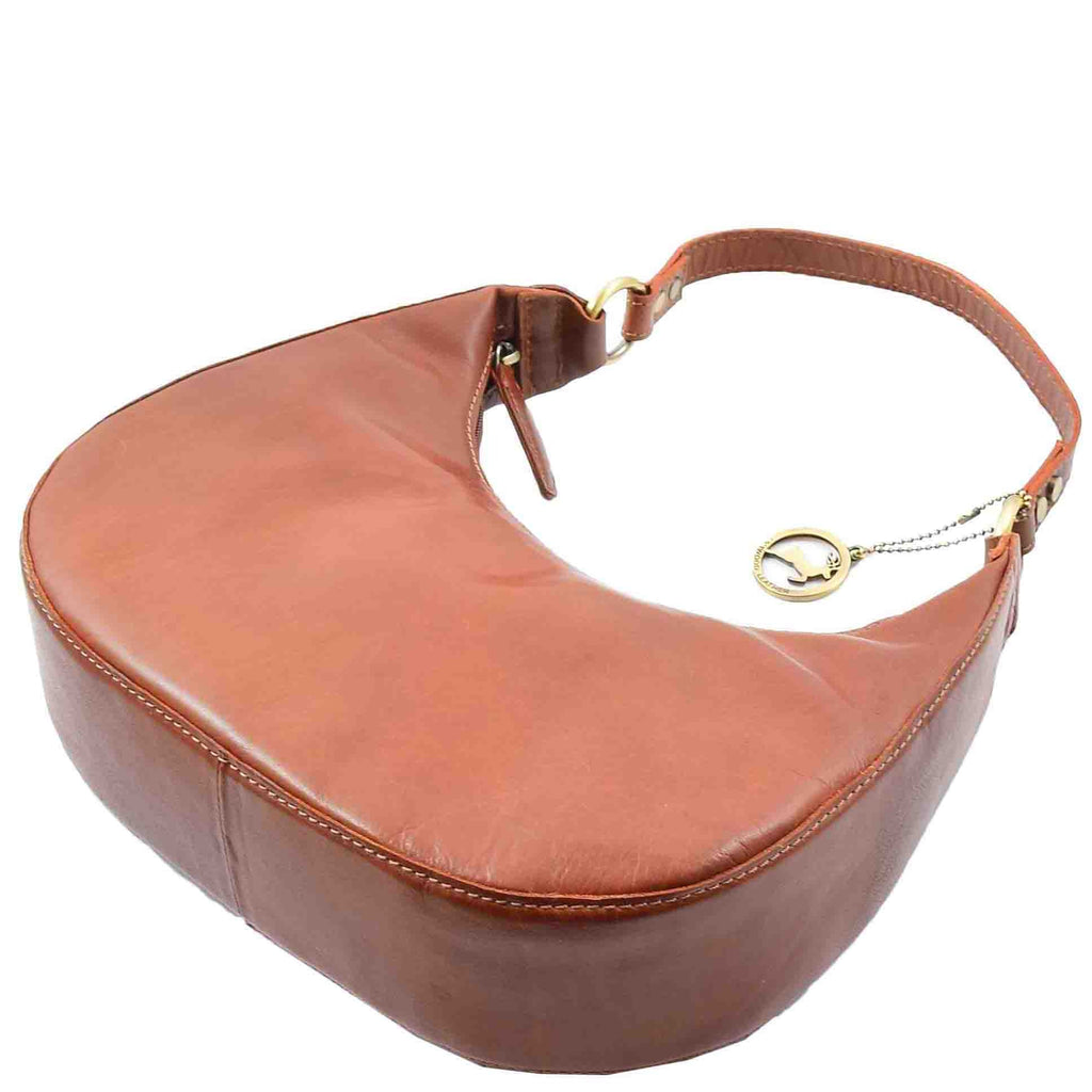 DR557 Women's Real Leather Classic Shoulder Hobo Bag Chestnut 7