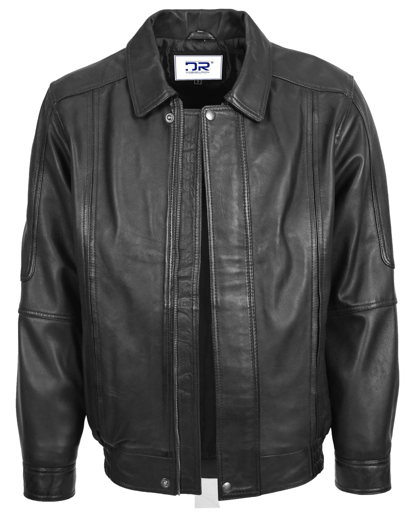 DR107 Men's Leather Classic Blouson Jacket Black 6