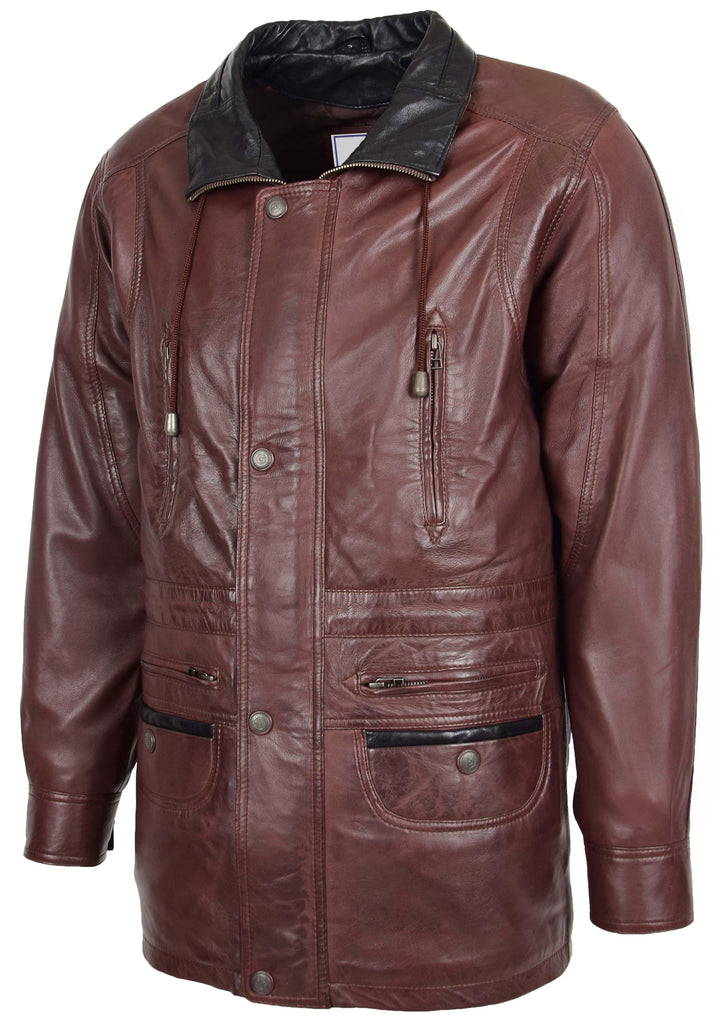 DR114 Men's Classic Leather Coat Brown 3