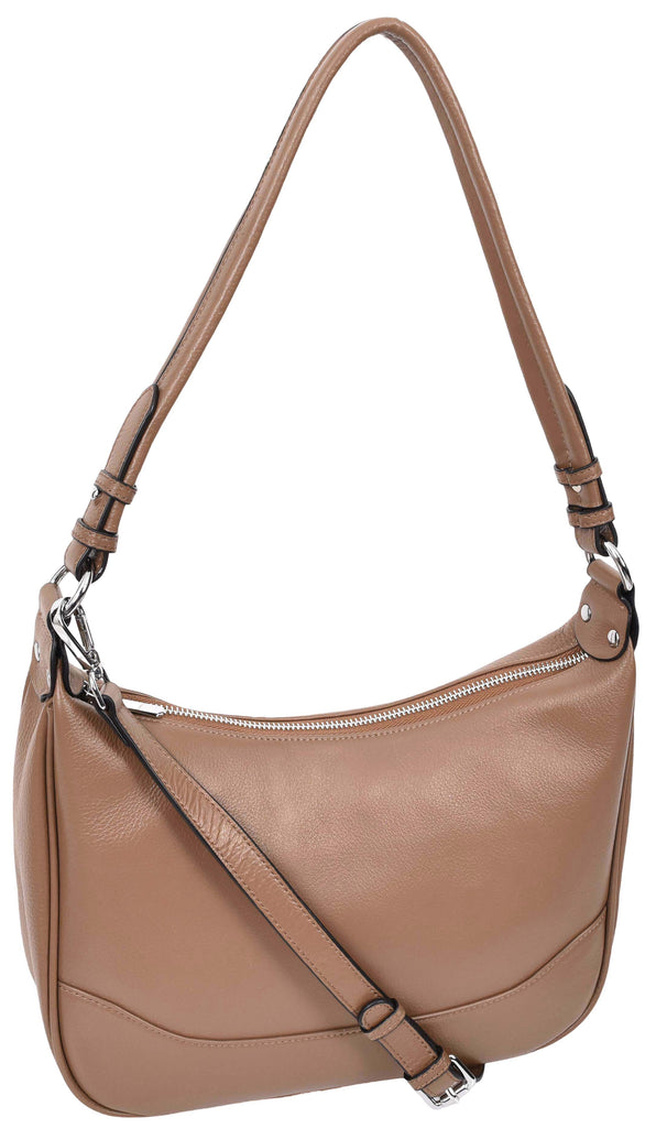 Kitchener Women's Leather  Organiser Hobo Style Shoulder Bag Brown-4