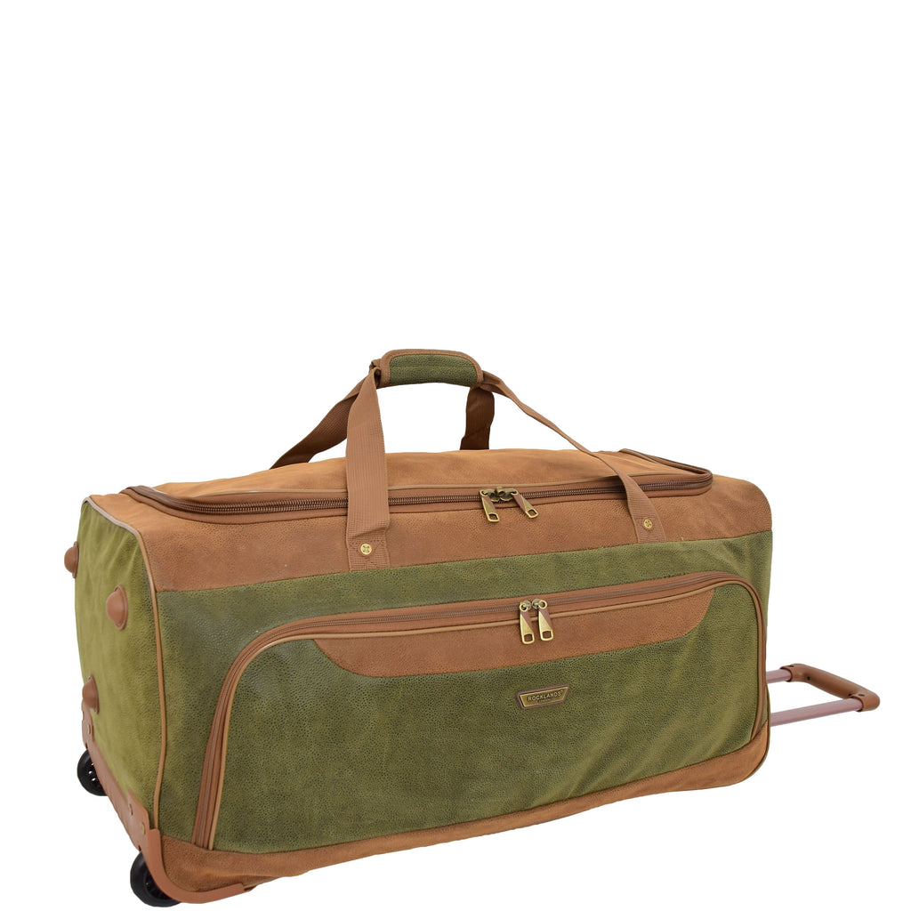 DR684 Faux Leather Travel Wheeled Holdall Bag Green 4