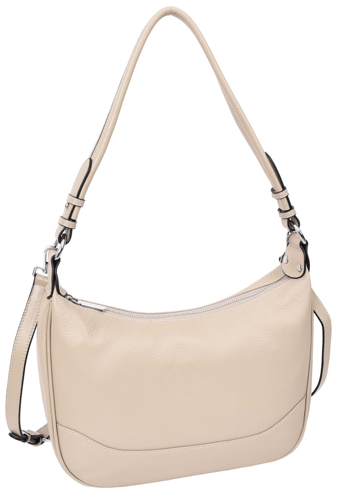 Kitchener Women's Leather  Organiser Hobo Style Shoulder Bag Taupe-4