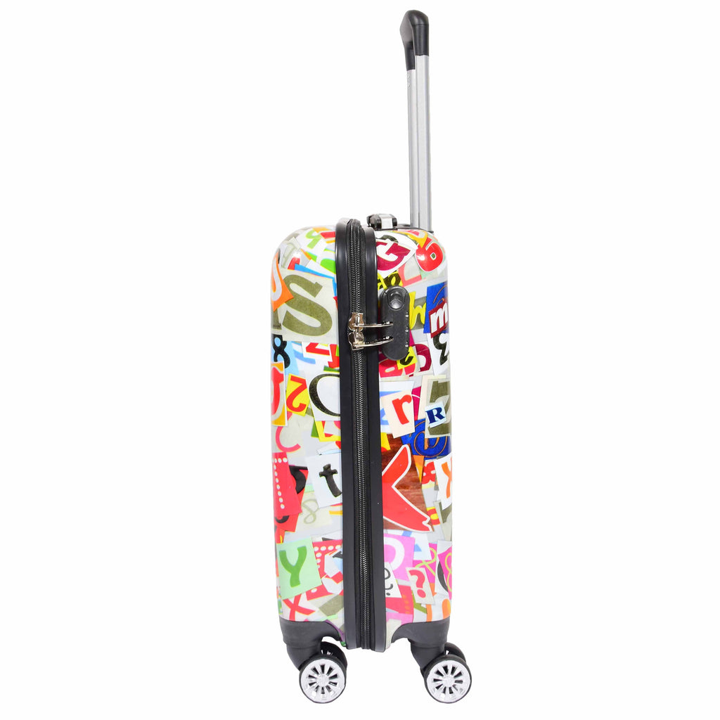 DR551 Four Wheeled Hard Cabin Luggage With Classical Alphabets Print 4