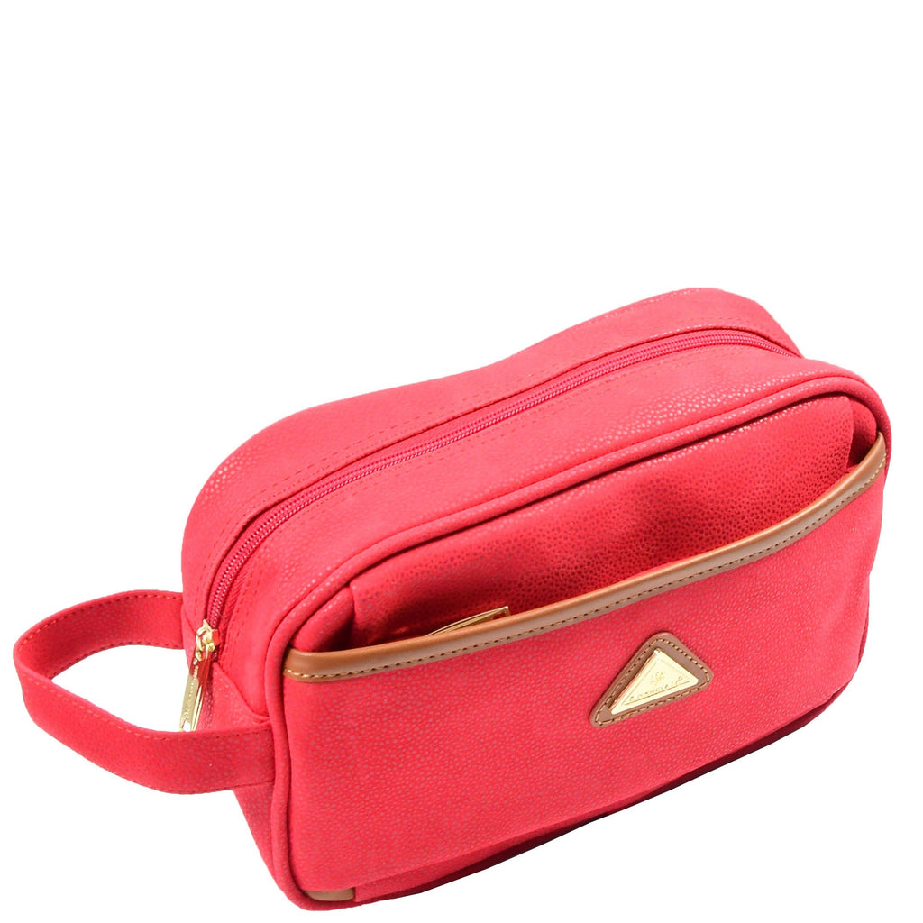 DR625 Toiletry Wash Faux Leather Wrist Bag Red 4