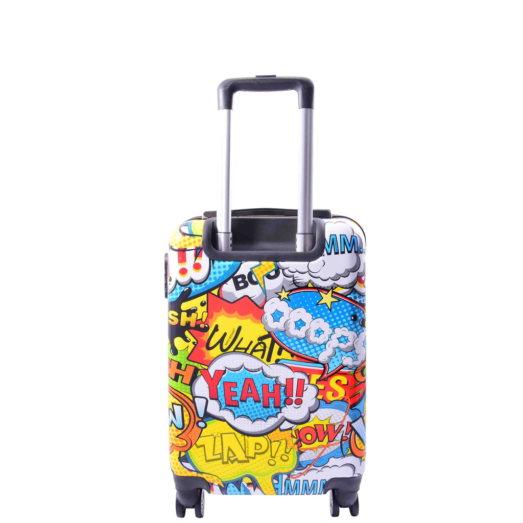 DR632 Cabin Size Hard Shell Four Wheels Comic Print Suitcase 4