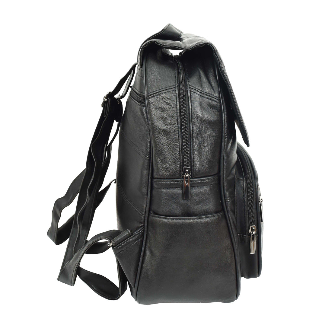 DR671 Women's Organiser Bag Genuine Leather Backpack Black 4