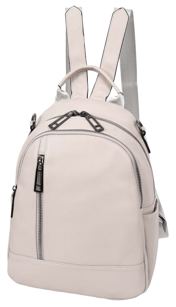 Calgary Women's Organiser Genuine Leather Backpack Off White-4