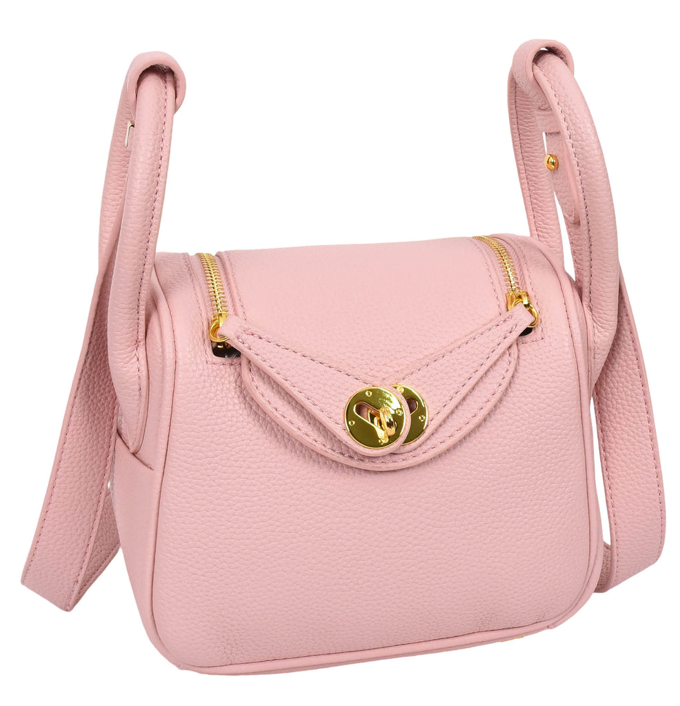 Regina Women's Faux Leather Mini Shoulder Strap Bag Pink-4