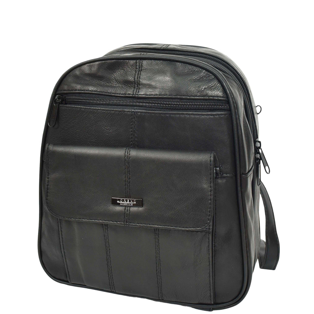 DR670 Women's Medium Size Backpack Leather Daypack Bag Black 4