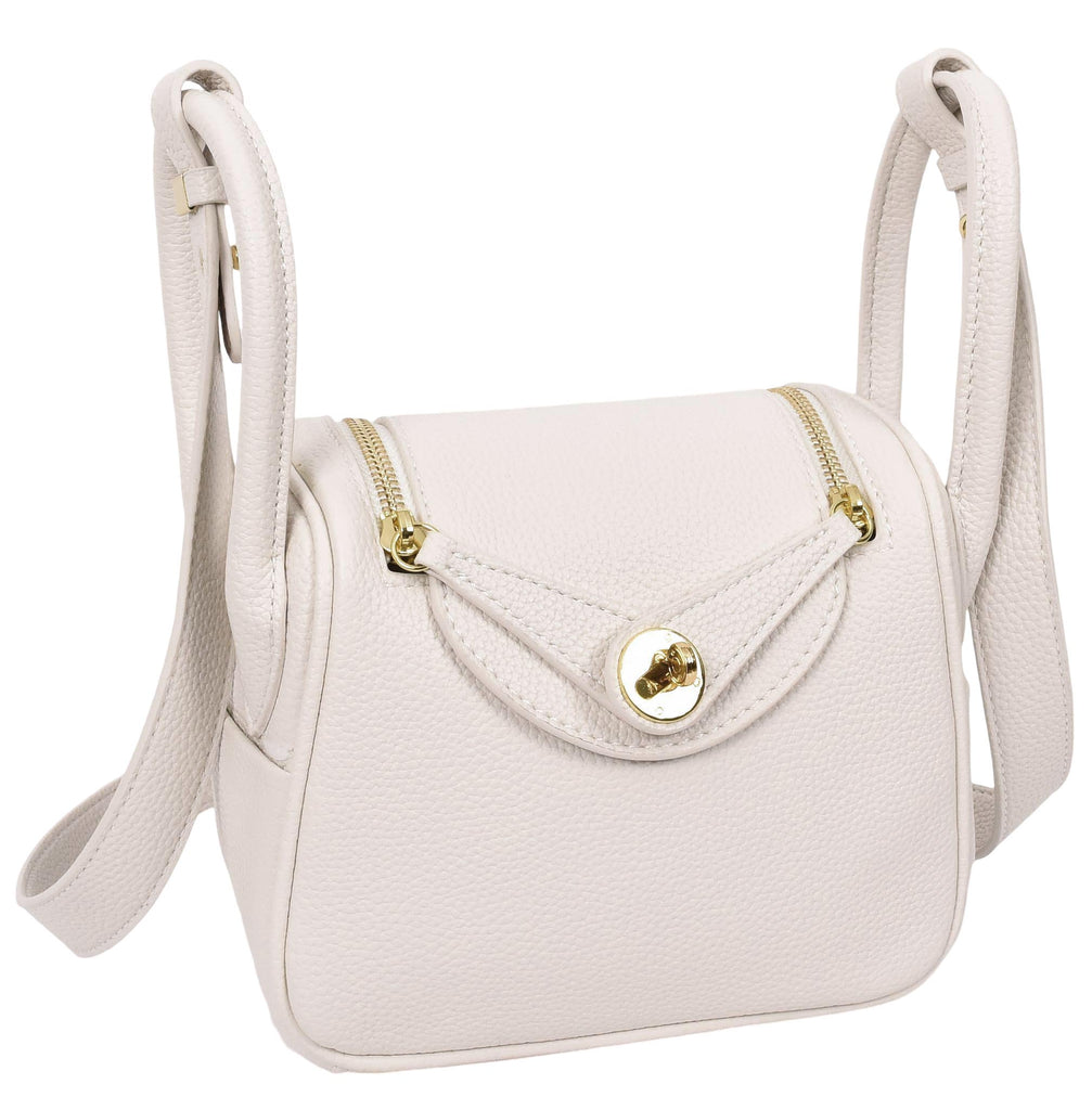 Regina Women's Faux Leather Mini Shoulder Strap Bag White-4