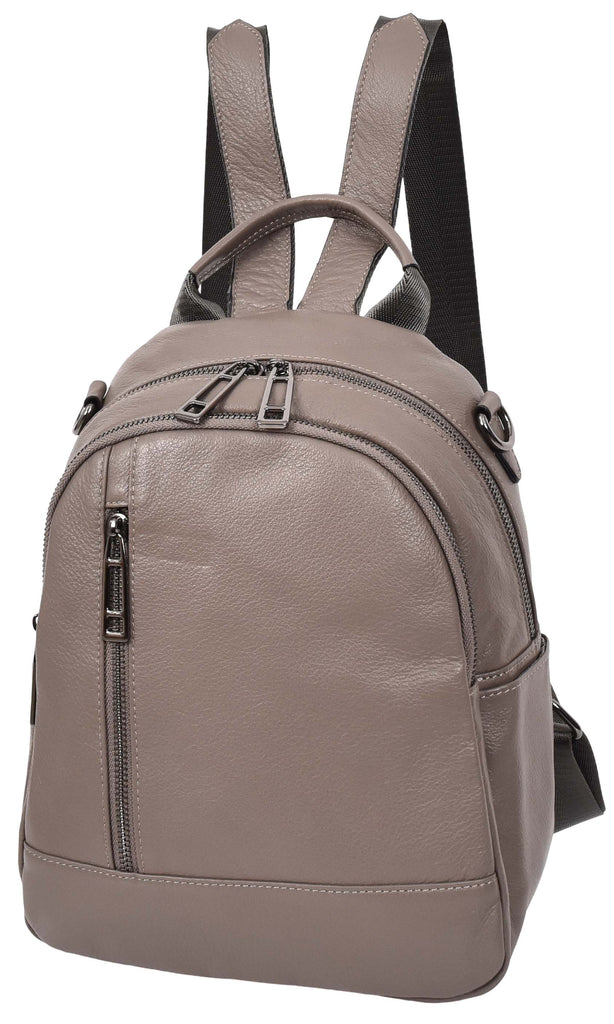 Calgary Women's Organiser Genuine Leather Backpack Grey-4