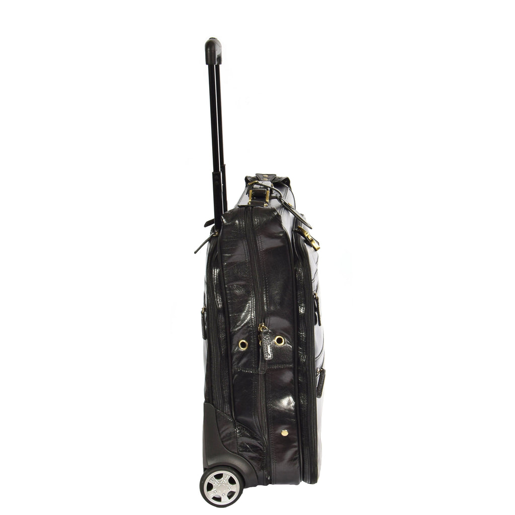 DR641 Real Leather Business Suit Carrier With Wheels Black 4