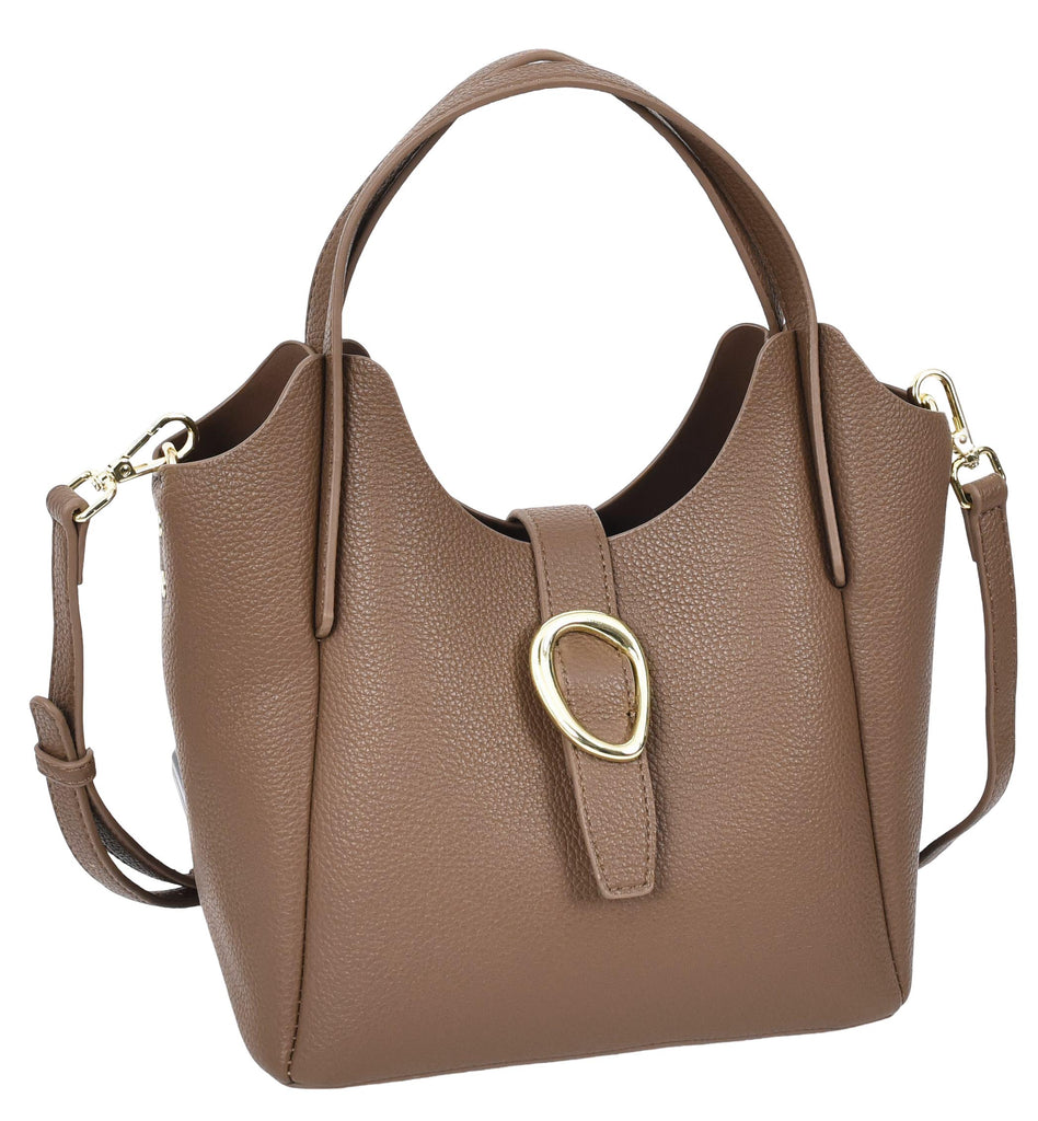 Montreal  Women's Small Faux Leather Shoulder Handbag Brown-4