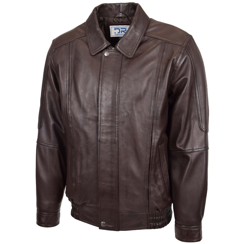 DR107 Men's Leather Classic Blouson Jacket Brown 3