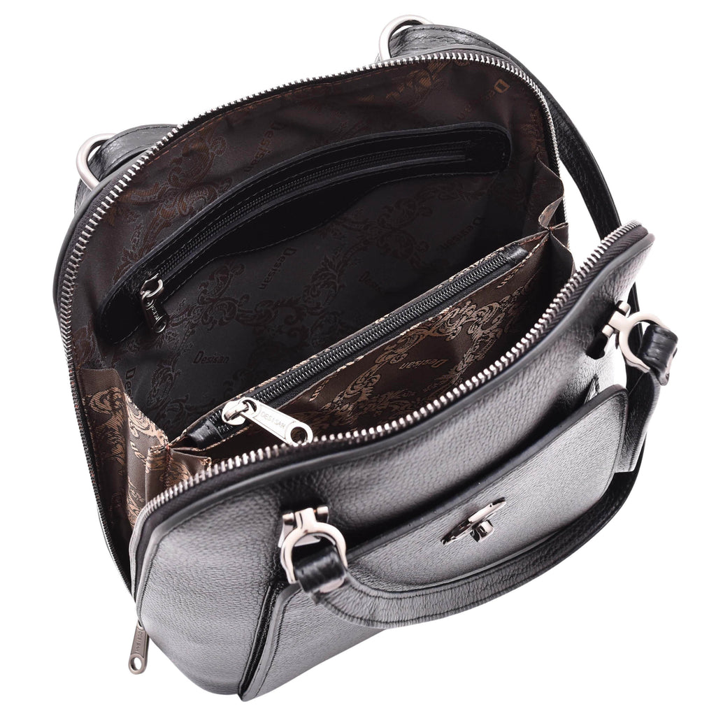 DR615 Women's Backpack Style Leather Shoulder Bag Black 4