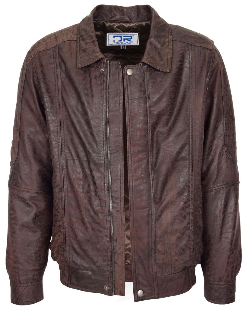 DR107 Men's Leather Classic Blouson Jacket Brown Nubuck 4
