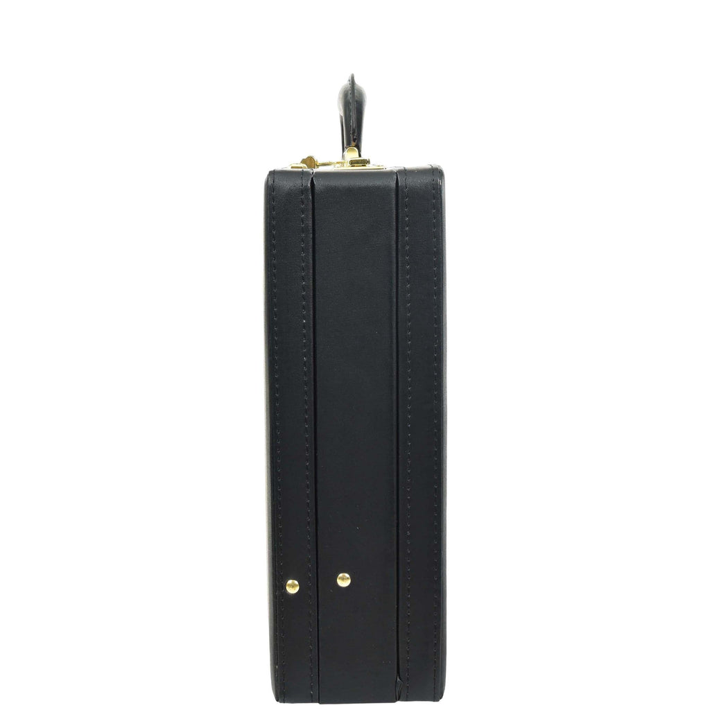 DR657 Expandable Leather Briefcase Combination Lock Attache Case Black 4