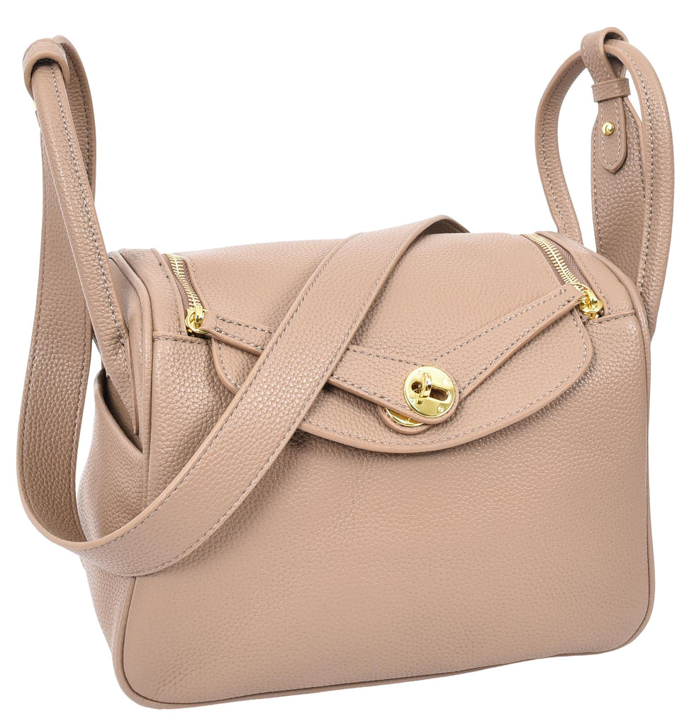 Iqaluit Women's Faux Leather Large Shoulder Strap Bag Taupe-4