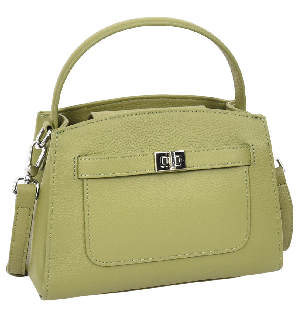 Halifax Women Small Leather Top Handle Shoulder Handbag  Olive-4