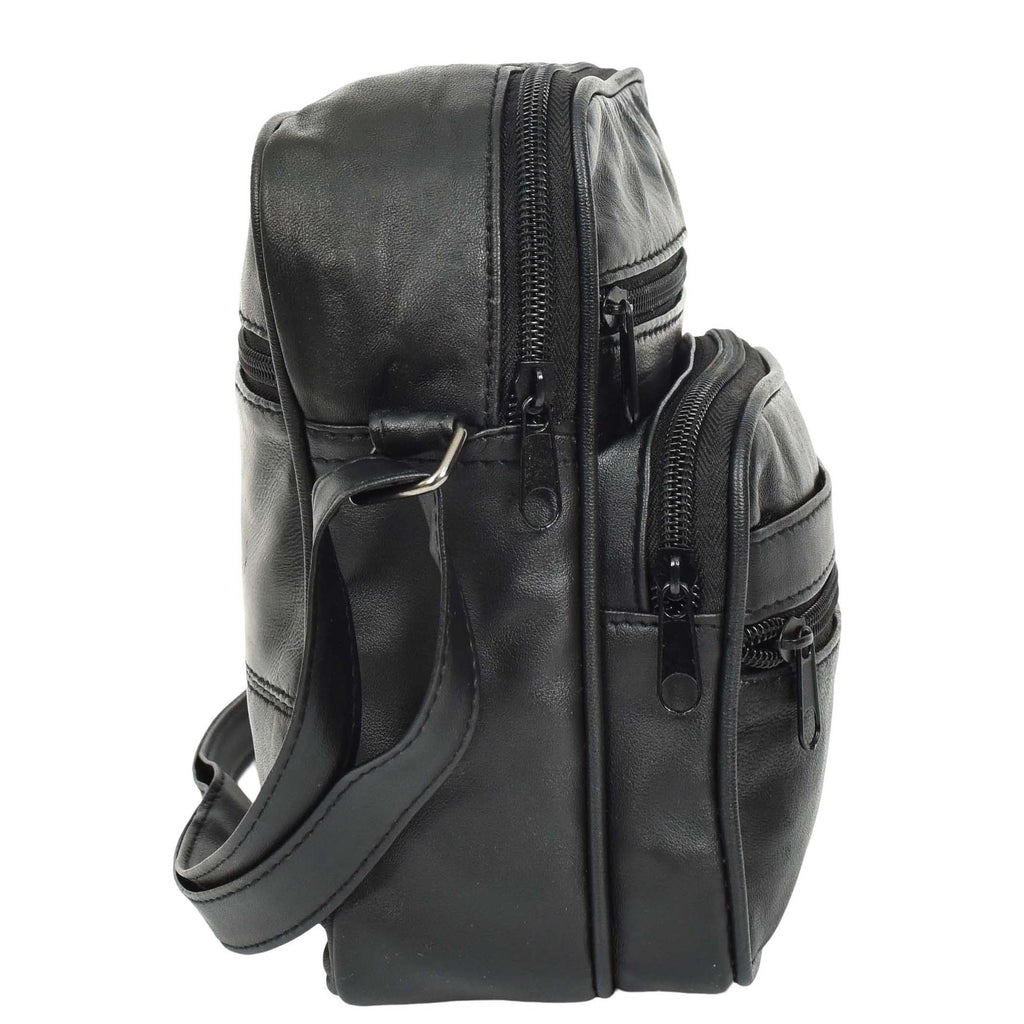 DR648 Men's Leather Cross Body Bag Messenger Pouch Black 4