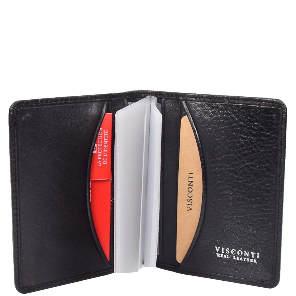 DR665 Men's Slim Real Leather Wallet RFID Credit Cards Holder Black 5