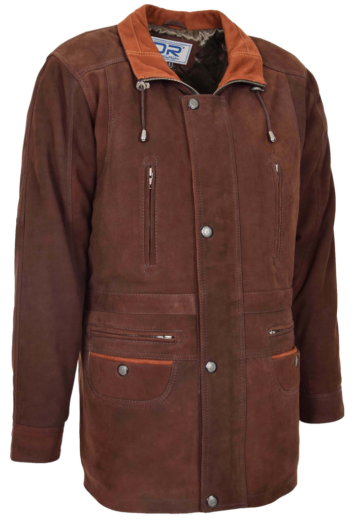 DR115 Men's Classic Nubuck Leather Coat Brown 2