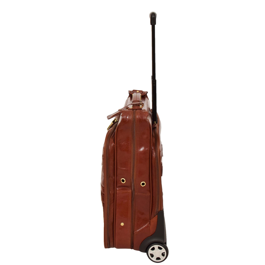 DR641 Real Leather Business Suit Carrier With Wheels Cognac 5