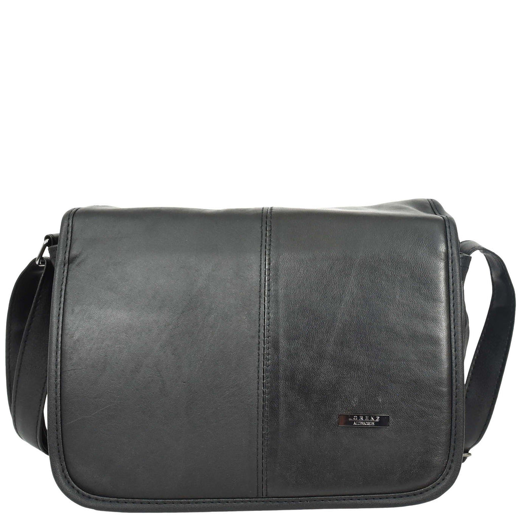 DR649 Women's Soft Leather Medium Cross Body Messenger Bag Black 4
