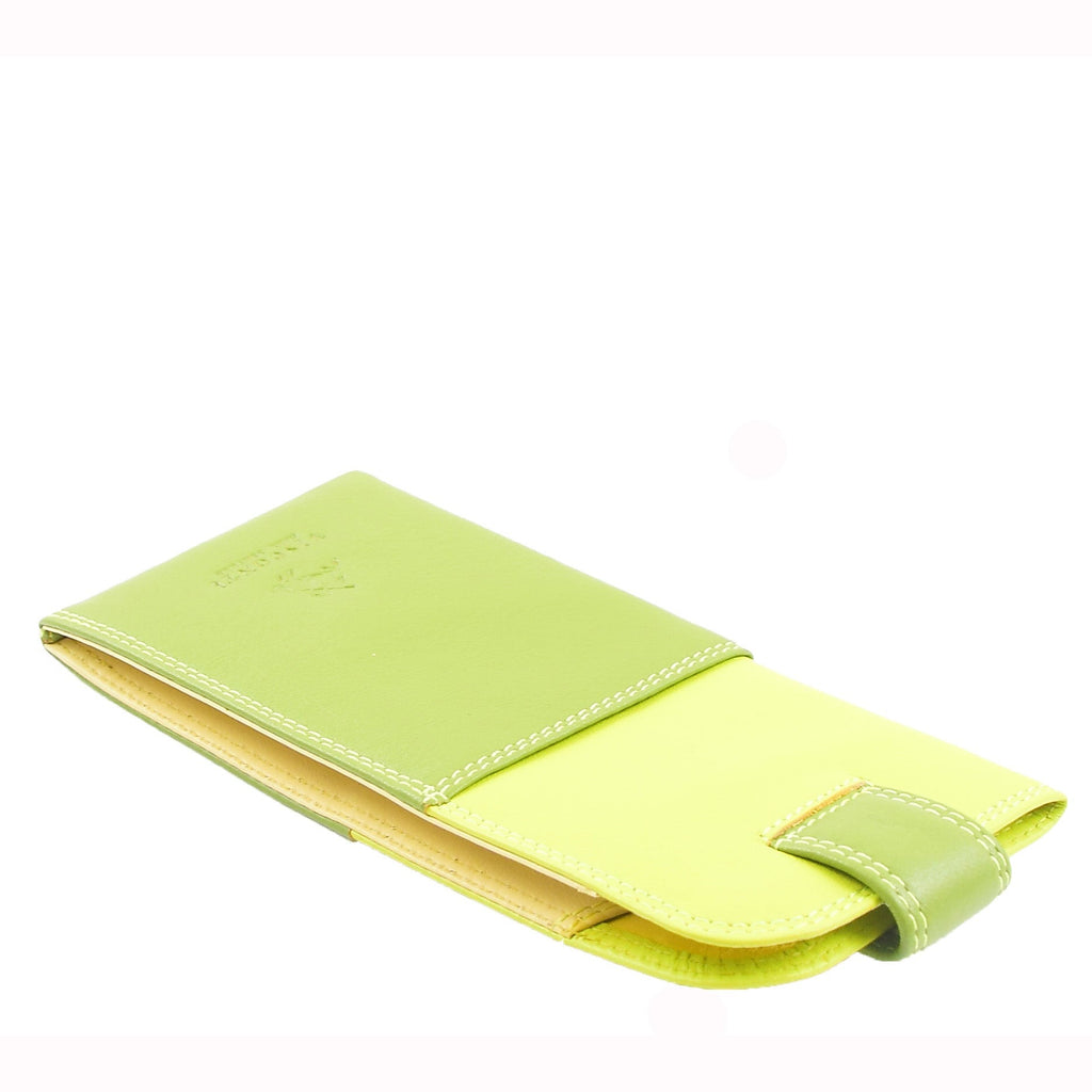 DR658 Stylish Genuine Leather Glasses Case Cover Lime Multi  4