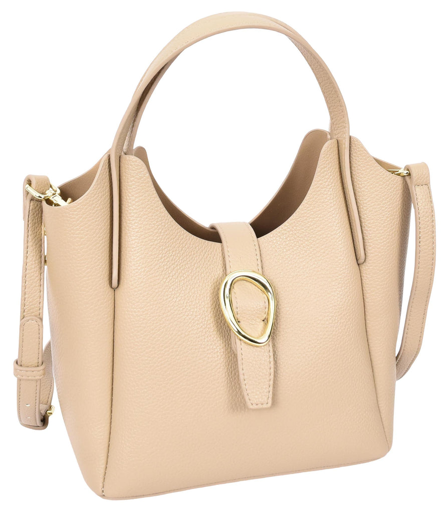 Montreal  Women's Small Faux Leather Shoulder Handbag Beige-4