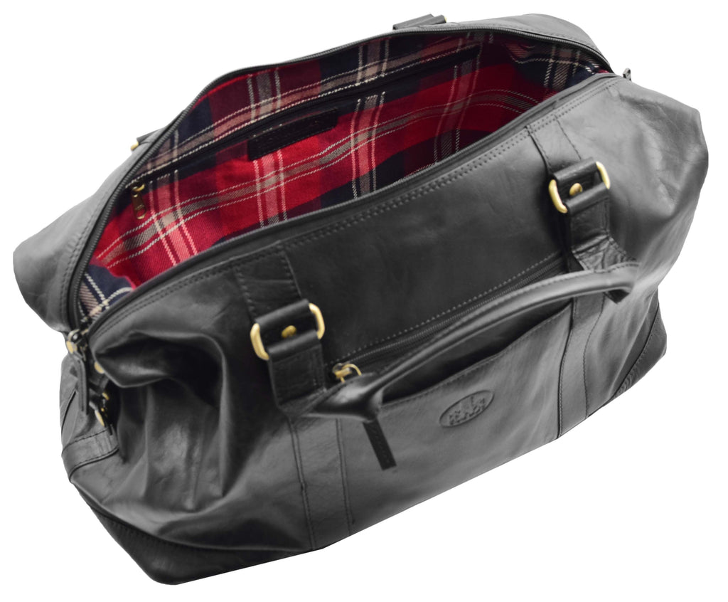 DR606 Genuine Leather Large Size Weekend Duffle Bag Black 4