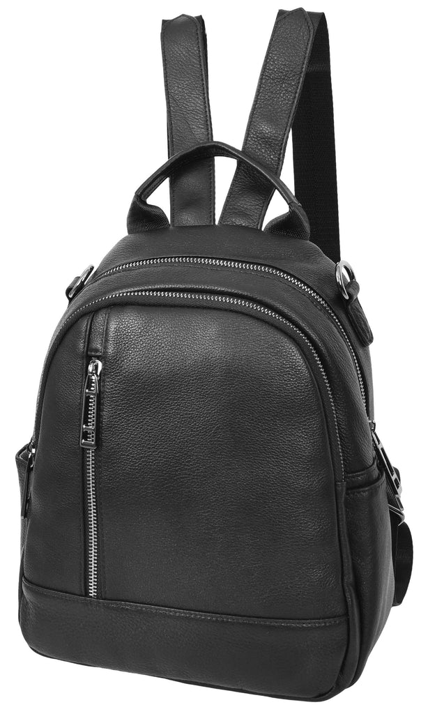 Calgary Women's Organiser Genuine Leather Backpack Black-4