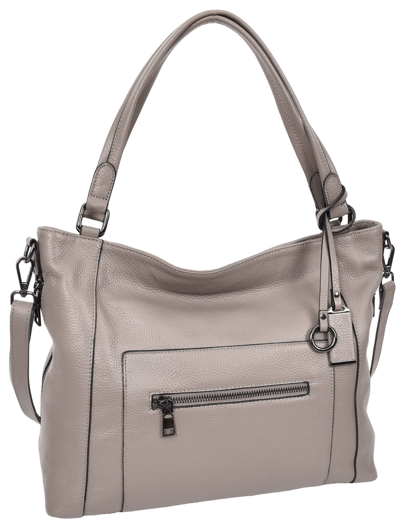 Abigail Women Leather Zip Opening Tote Shoulder Handbag Grey-4