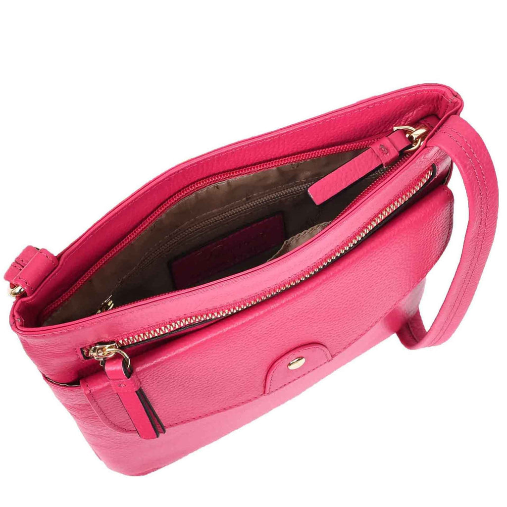 DR686 Ladies Leather Cross Body Sling Bag Pink 8