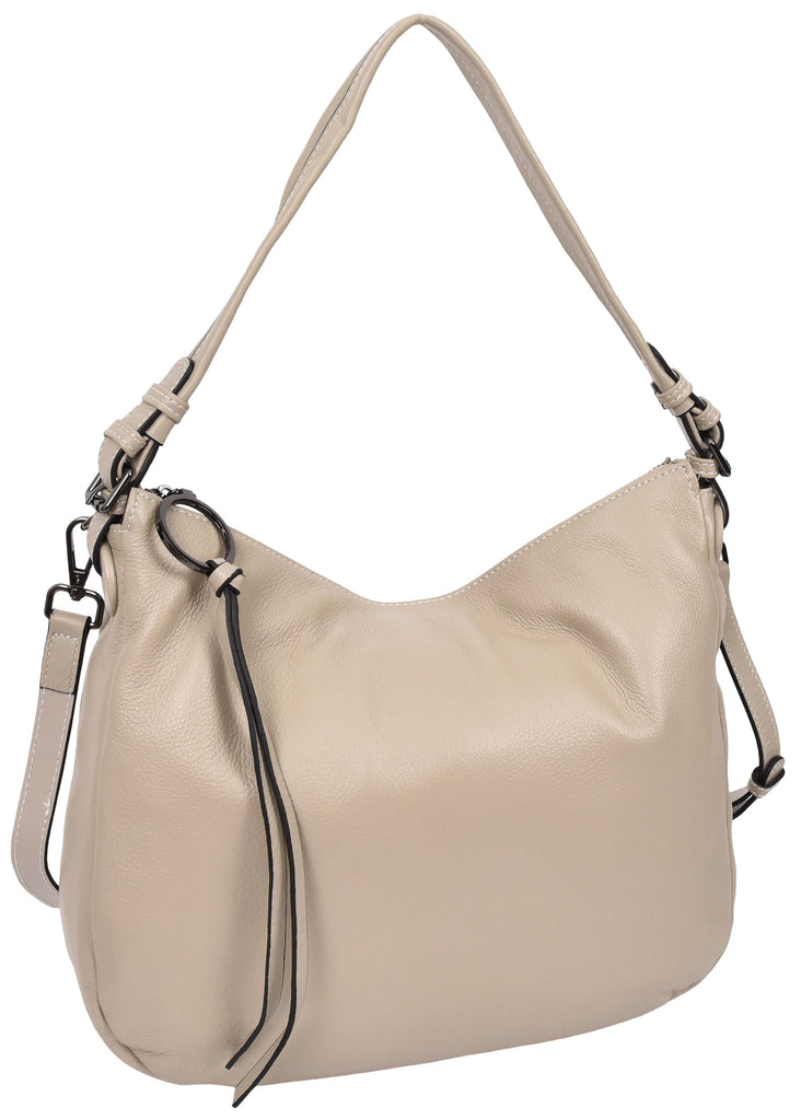 Ottawa Women's Genuine Leather Hobo Style Shoulder Handbag Taupe-4