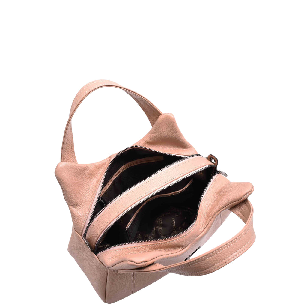 DR587 Women's Small Handbag Textured Leather Shoulder Bag Rose 4