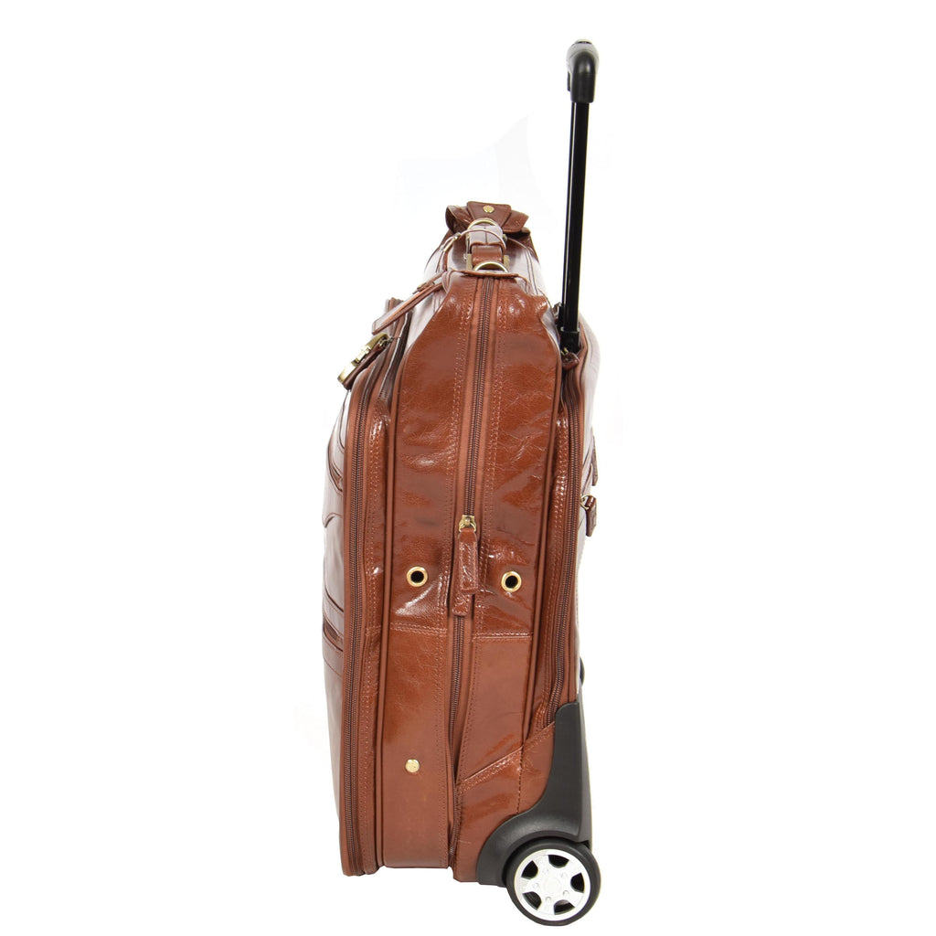 DR641 Real Leather Business Suit Carrier With Wheels Chestnut 4