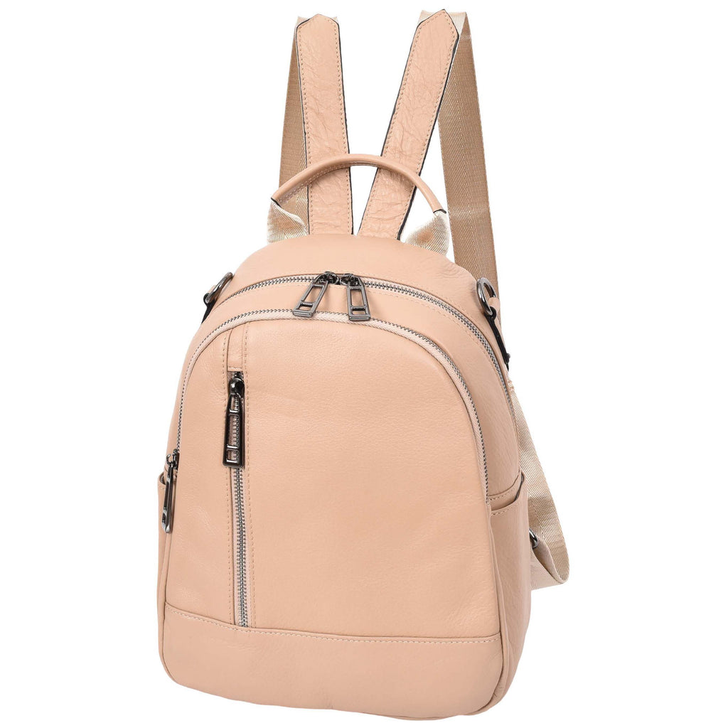 Calgary Women's Organiser Genuine Leather Backpack Rose-4