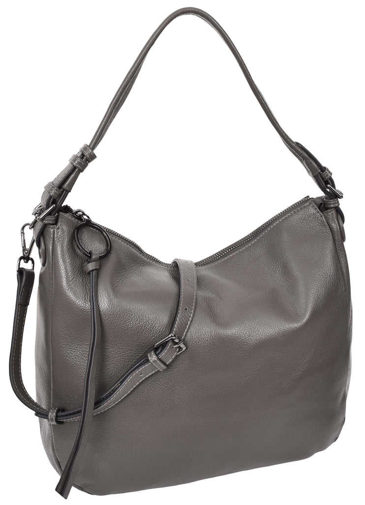 Ottawa Women's Genuine Leather Hobo Style Shoulder Handbag Grey-4